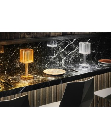 Lampe de table ambre LED blanc H24cm