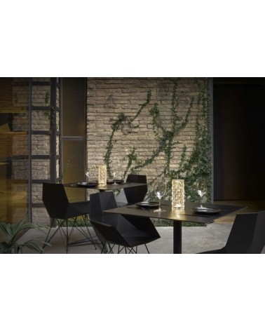 Lampe de table ambre LED blanc H22cm