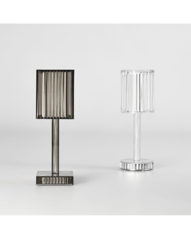 Lampe de table gris fumé LED blanc H24cm