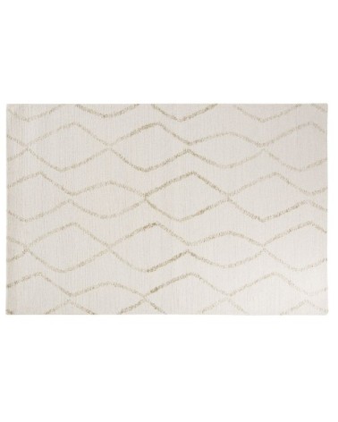 Tapis en laine, en coton et en jute blanc et beige, 140x200