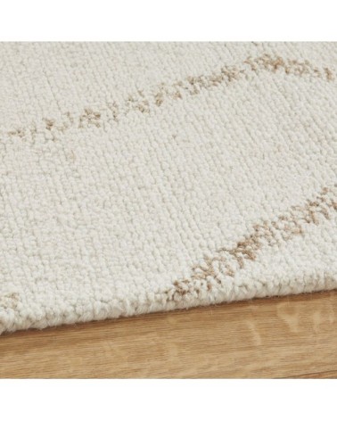 Tapis en laine, en coton et en jute blanc et beige, 140x200