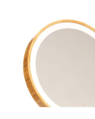 Miroir led sur pied en bambou