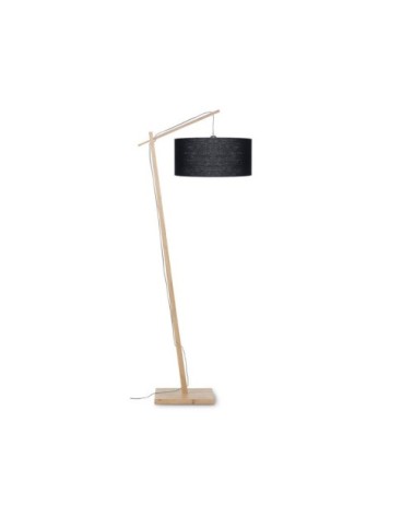 Lampadaire bambou et lin naturel noir H176cm