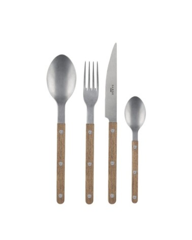 Ménagère service 24 couverts inox et teck