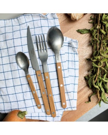 Ménagère service 24 couverts inox et teck