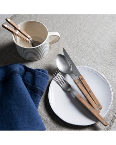 Ménagère service 24 couverts inox et teck