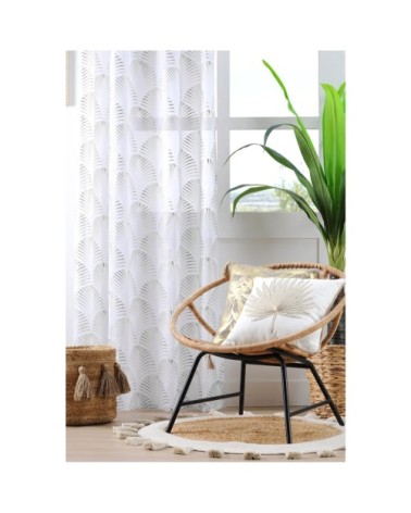 Voilage tamisant à illets imprimé maldives polyester argent 260 x 140