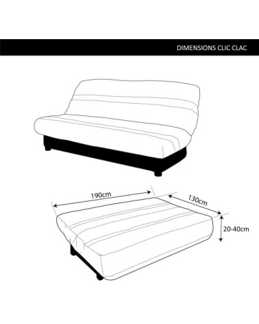Housse de clic-clac en coton rouge 130 x 190 cm