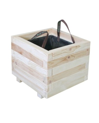 Bac à fleurs en bois beige 50 x 50 x 38 cm 64l