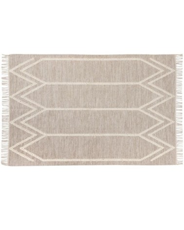 Tapis en laine et en coton imprimé écru et gris chiné, 140x200