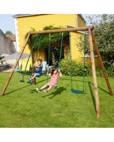 Balançoire en bois traité 3 agrès