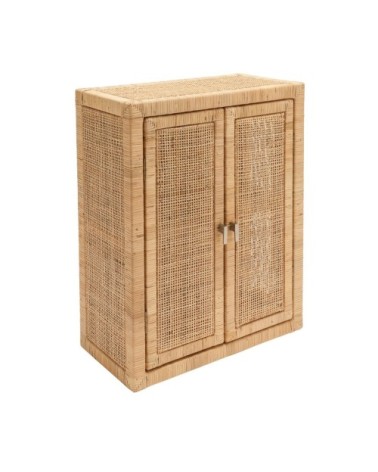 Etagère armoire en cannage de rotin beige foncé