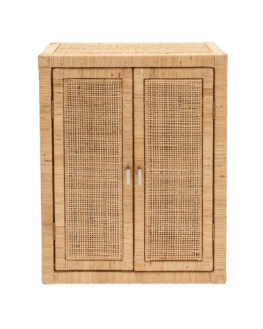 Etagère armoire en cannage de rotin beige foncé