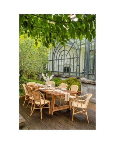 Table de jardin en teck 6 personnes L250 marron