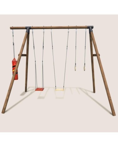 Balançoire avec sac de boxe, plateforme, balançoire et anneaux