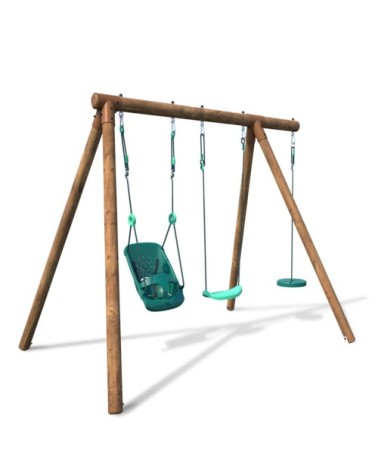 Balançoire en bois traité 3 agrès