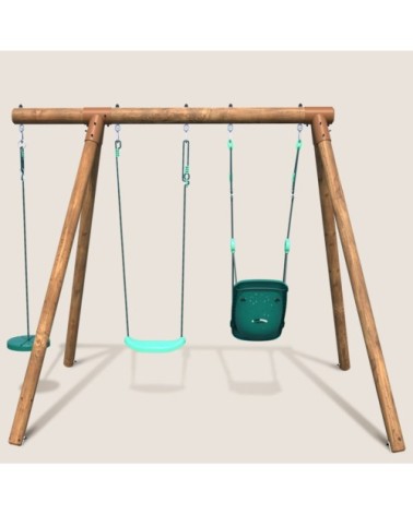Balançoire en bois traité 3 agrès