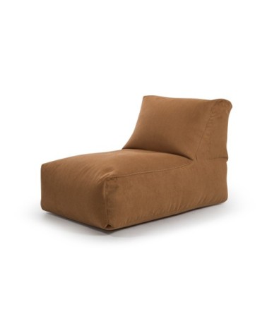 Pouf aspect cuir surpiqué coloris caramel 65x100x65