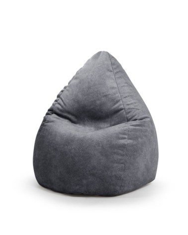 Pouf poire aspect cuir vielli gris 70x110