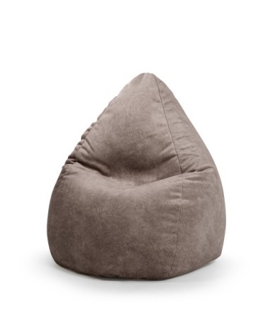 Pouf poire aspect cuir vielli taupe 70x110