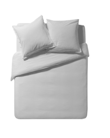 Drap housse uni en coton lavé gris Mastic 160x200