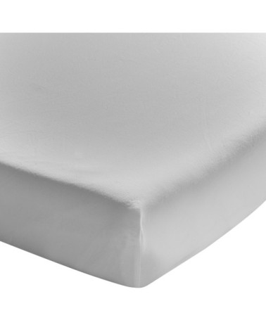 Drap housse uni en coton lavé gris Mastic 90x200
