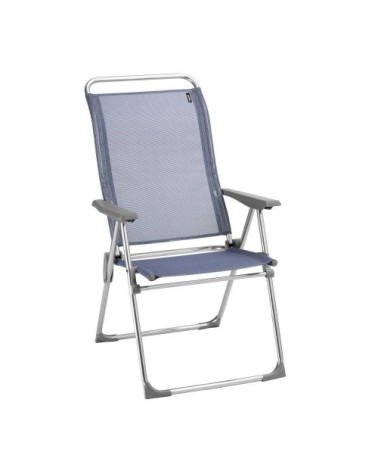 Fauteuil pliant multi-positions en aluminium bleu l67xl63xh111