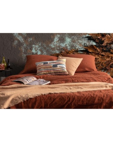 Coussin uni  en lin rooibos 45 x 45