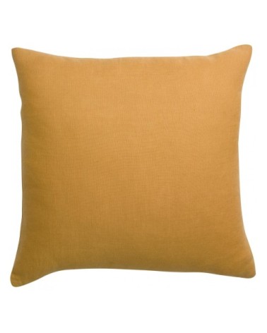 Coussin uni  en lin ocre 45 x 45