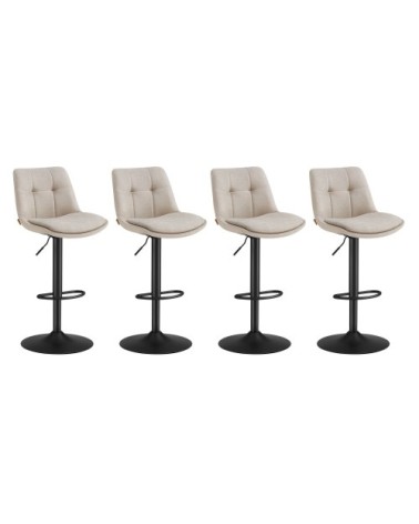 Tabourets de bar lot de 4 hauteur réglable siège pivotant blanc crème