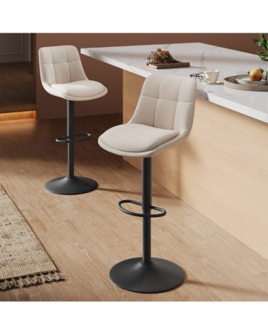 Tabourets de bar lot de 4 hauteur réglable siège pivotant blanc crème