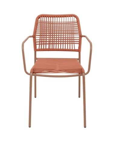 Chaise de jardin avec accoudoirs en acier et polyéthylène rouge