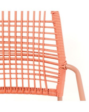 Chaise de jardin avec accoudoirs en acier et polyéthylène rouge
