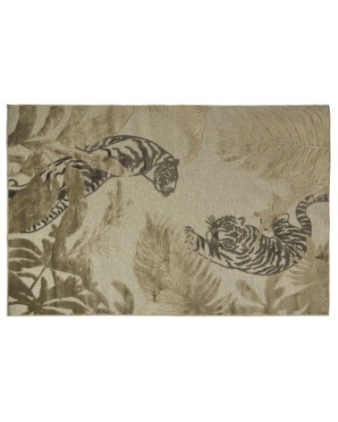 Tapis en laine et en viscose à motifs en reliefs beiges, 160x230