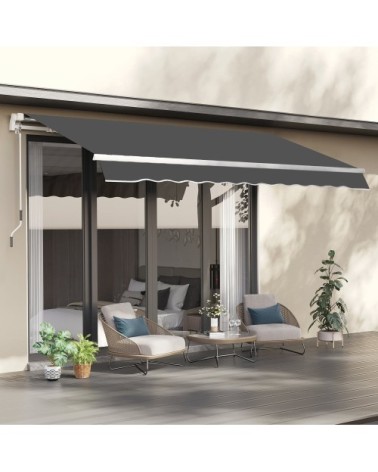 Store banne lambrequin vagues douces polyester anti-uv gris