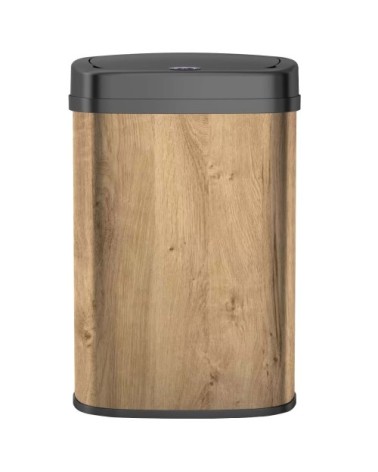 Poubelle de cuisine automatique acier inoxydable bois 58l