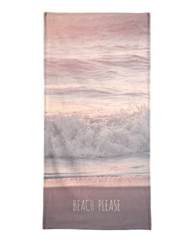 Serviette de plage en éponge-velours en gris & rose 90x180