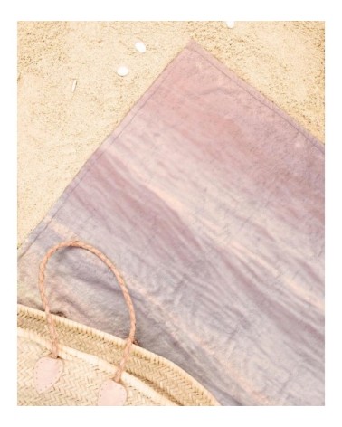 Serviette de plage en éponge-velours en gris & rose 90x180