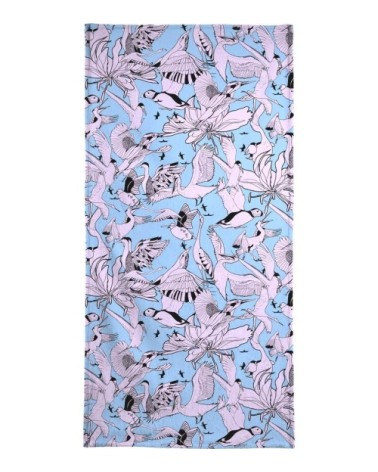 Serviette de plage en éponge-velours en bleu & noir 90x180