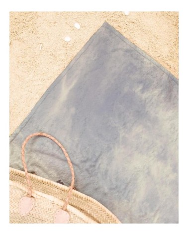 Serviette de plage en éponge-velours en blanc ivoire & noir 90x180