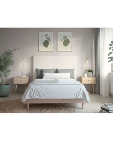 Tête de lit en tissu bouclette - 160cm - blanc