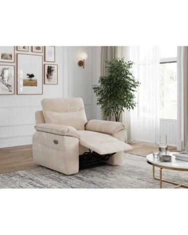 Fauteuil de relaxation électrique en velours côtelé beige