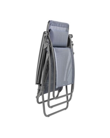 Ensemble fauteuil relax et porte gobelet en acier bleu