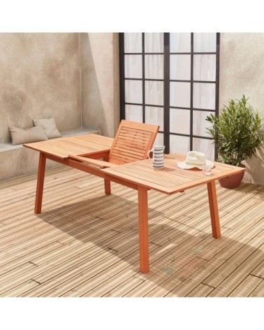 Table de jardin extensible en bois eucalyptus 8 à 10 places naturel