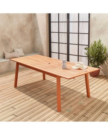 Table de jardin extensible en bois eucalyptus 8 à 10 places naturel