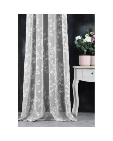 Voilage tamisant imprimé brome polyester perle 260 x 140