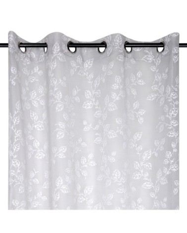 Voilage tamisant imprimé brome polyester perle 260 x 140