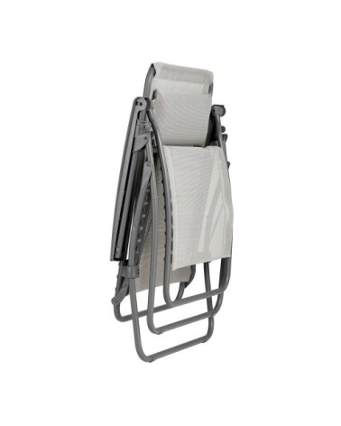 Ensemble fauteuil relax et porte gobelet en acier beige