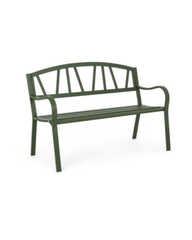 Banc de jardin en acier vert foncé