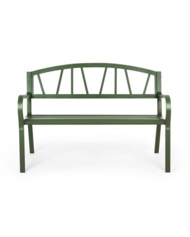 Banc de jardin en acier vert foncé